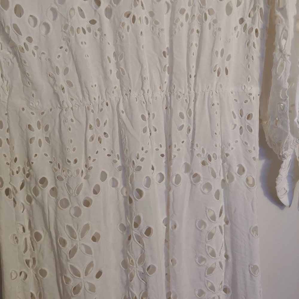 Lilly Pulitzer White Amrita Eyelet Midi Button Down Dress Size 10 - Picture 16 of 16